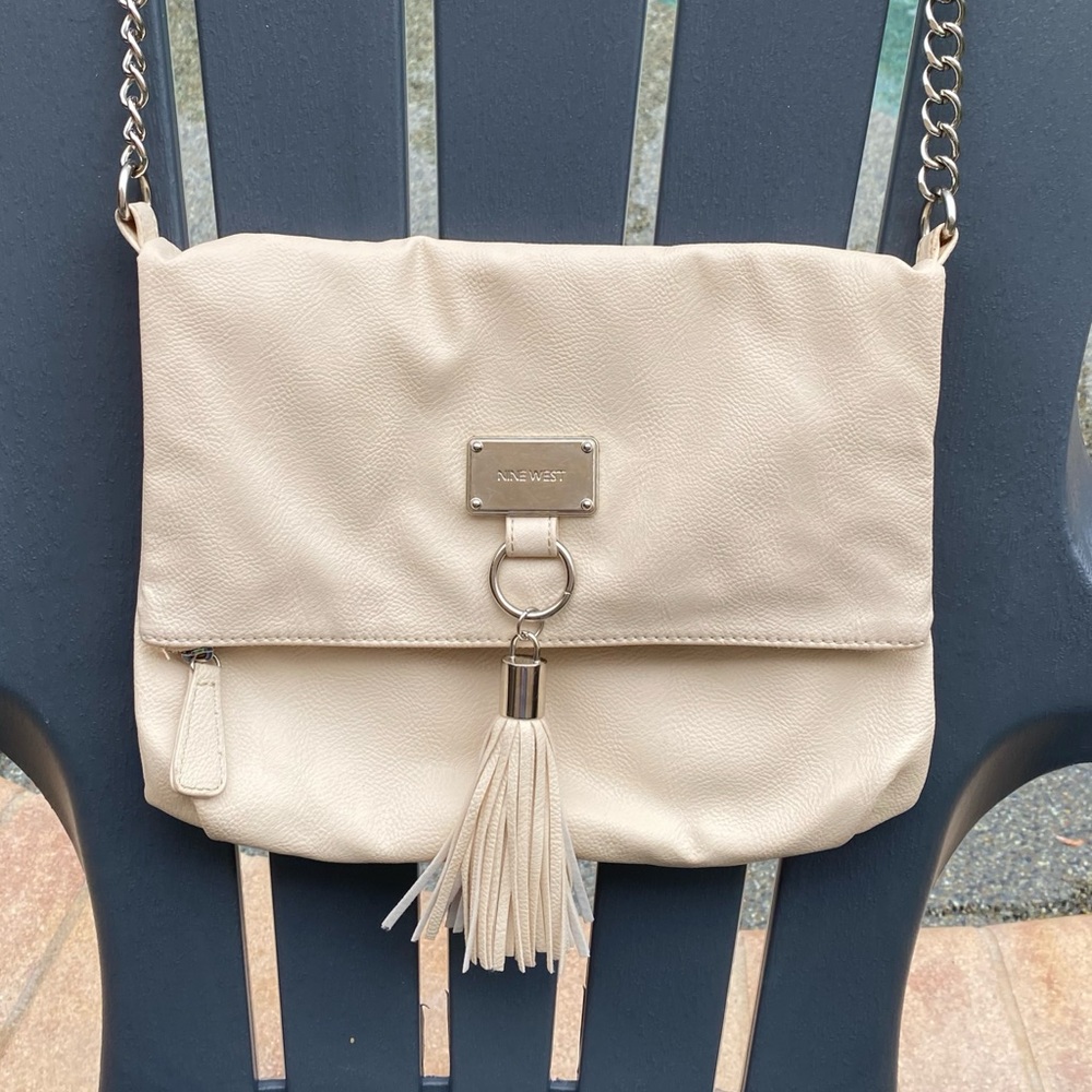 Nine West Off White Fold Over Crossbody Bag